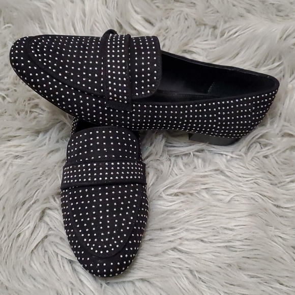 Silver Studded Black Loafers - Picture 3 of 5
